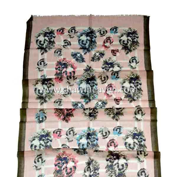Digital print wool scarves and shawls